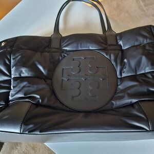 Tory Burch Black Quilted Tote Bag